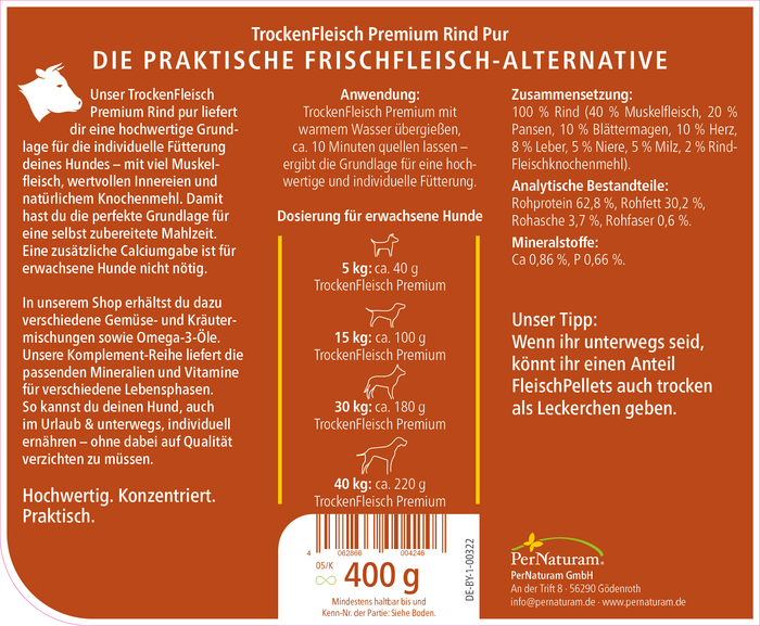 TrockenFleisch Premium Rind pur