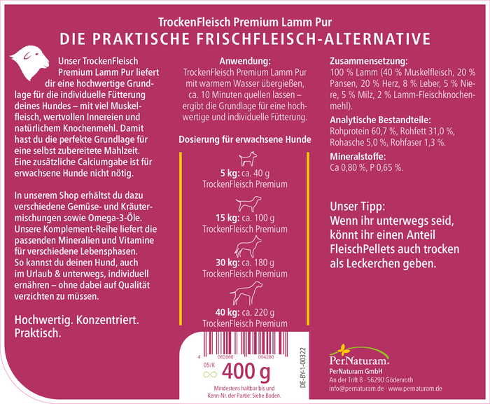 TrockenFleisch Premium Lamm pur